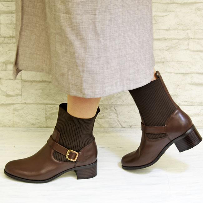 あしながおじさん エンジニアブーツ レザーブーツ ニットブーツ 本革