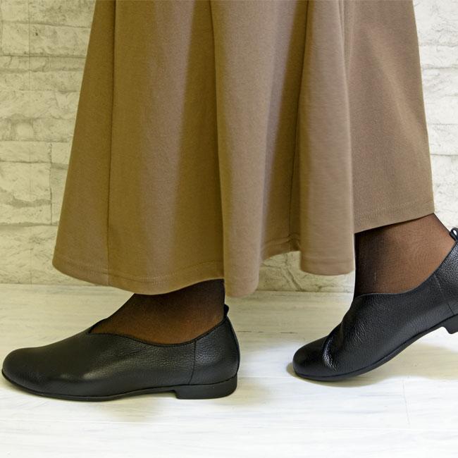 あしながおじさん スリッポン フラットシューズ 本革 レザー