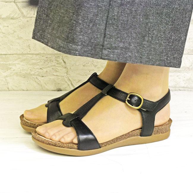 あしながおじさん ストラップサンダル フットベッド 本革 レザー