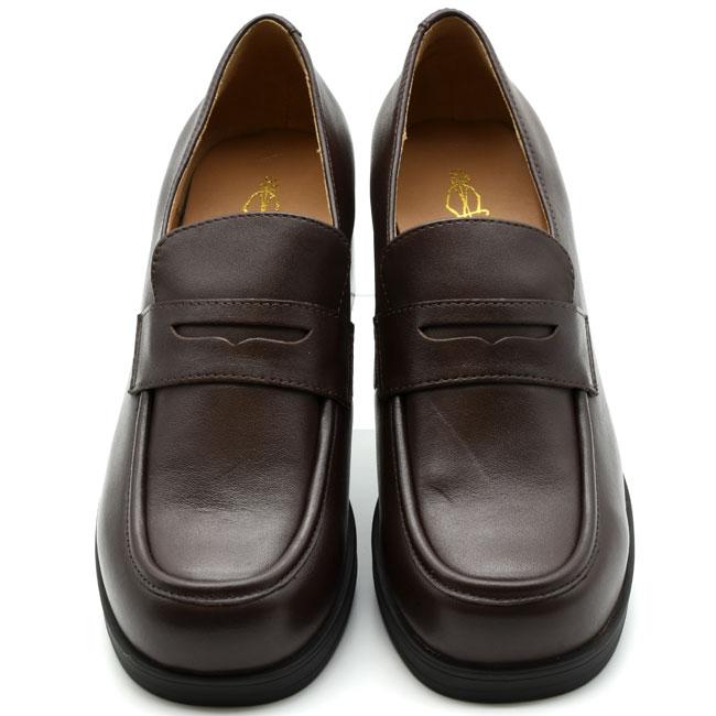 あしながおじさん 厚底ローファー チャンキーヒール 本革 レザー