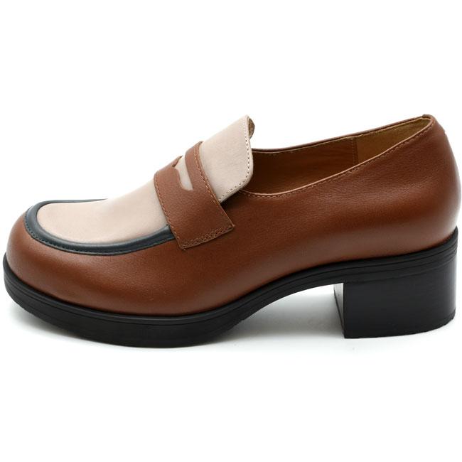 あしながおじさん 厚底ローファー チャンキーヒール 本革 レザー