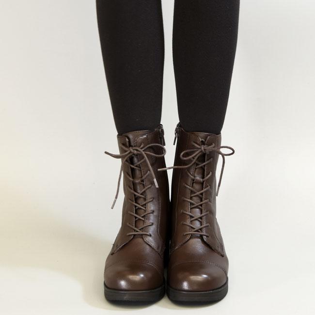 あしながおじさん ブーツ レディース 黒 茶色 レースアップブーツ 本革