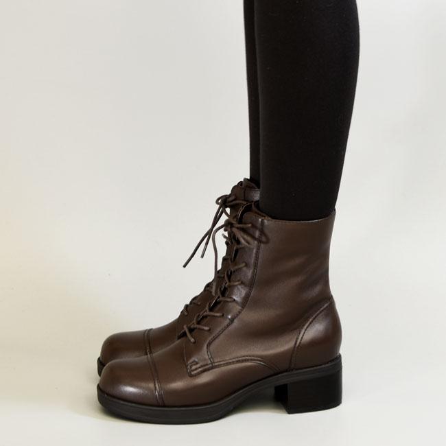 あしながおじさん ブーツ レディース 黒 茶色 レースアップブーツ 本革