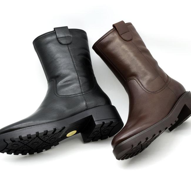 あしながおじさん ブーツ レディース 厚底 ブラック 黒 ペコスブーツ