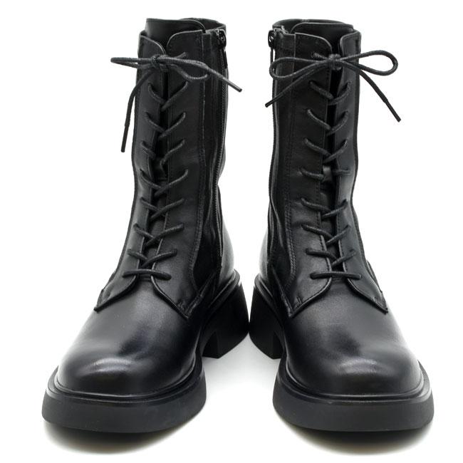 あしながおじさん ブーツ レディース 黒 茶色 レースアップブーツ 本革