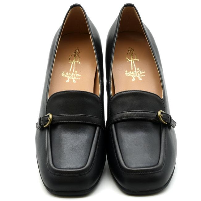 あしながおじさん 厚底ローファー パンプス ベルト 厚底 本革 レザー