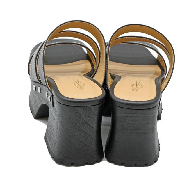 あしながおじさん 厚底サンダル ミュール チャンキーヒール 本革