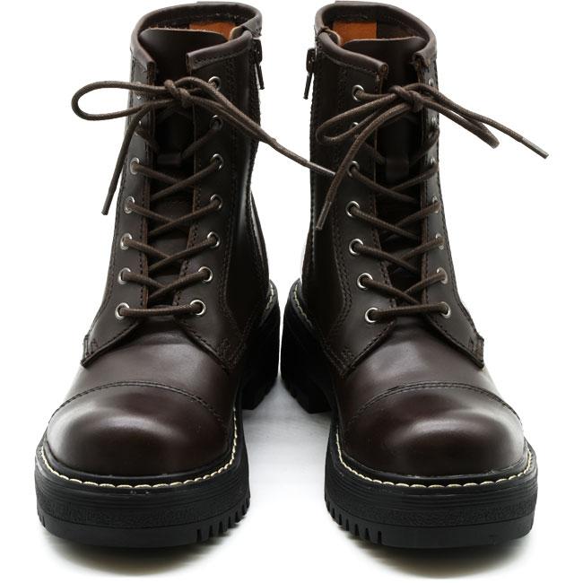 あしながおじさん レースアップブーツ 本革 レザー 厚底ブーツ