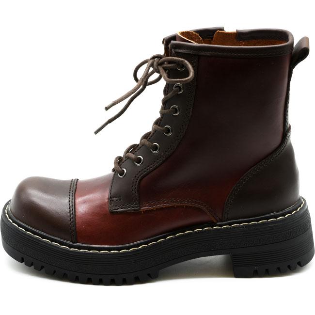あしながおじさん レースアップブーツ 本革 レザー 厚底ブーツ