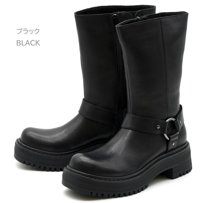 あしながおじさん ブーツ レディース 厚底 ブラック 黒 ショートブーツ