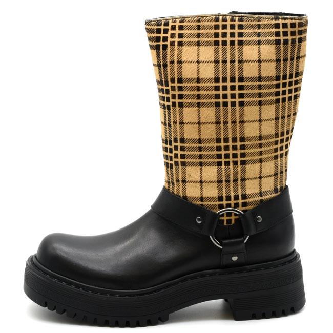 あしながおじさん ショートブーツ 本革 レザー 厚底ブーツ リングベルト レディース ブラック 黒 22.5cm-24.5cm 8371005 あしながおじさん ブーツ レディース 厚底 ブラック 黒 ショートブーツ