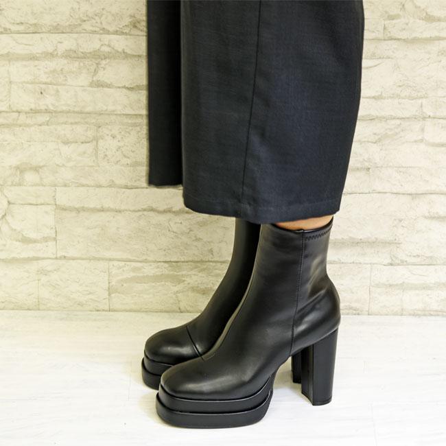 あしながおじさん レディース ブーツ 7410005 サイドゴア ショート 厚底 靴 黒 ブラック グレー あしながおじさん ブーツ レディース 厚底 ブラック 黒 by 厚底ブーツ