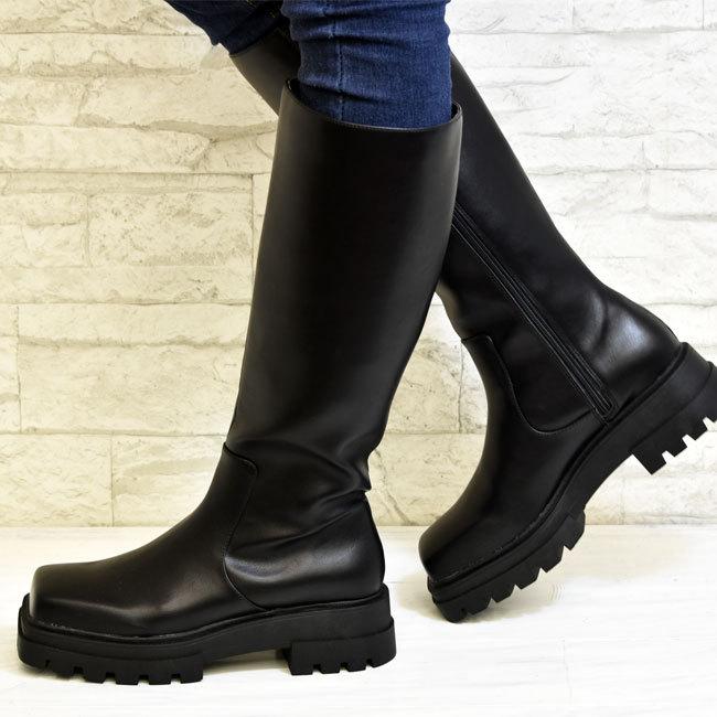 byあしながおじさん ブーツ レディース 厚底 ブラック 黒 by
