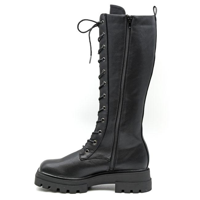 あしながおじさん ブーツ レディース 厚底 ブラック 黒 by レース