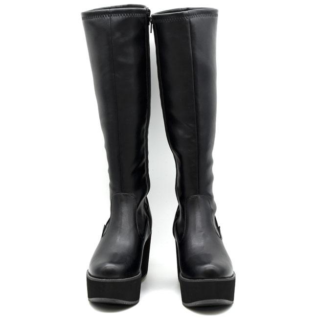 あしながおじさん ブーツ レディース 厚底 ブラック 黒 by ロング