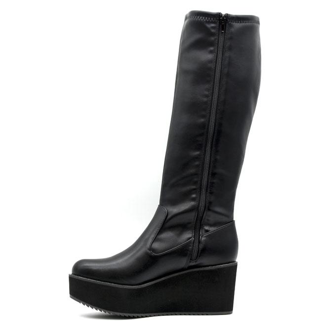 あしながおじさん ブーツ レディース 厚底 ブラック 黒 by ロング