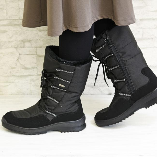 新作 スノーブーツ　ボアブーツ レディース rain tex レインテックス 防寒 防水 ミドル丈 3331009 (予約)は3〜5営業日後の出荷です。 ブーツ レディース 厚底 ブラック 黒 スノーブーツ ボアブーツ rain