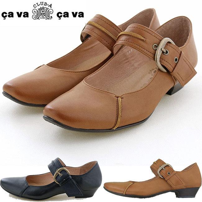 cava cava（サヴァサヴァ） サバサバ 本革 レザー パンプス ストラップ 