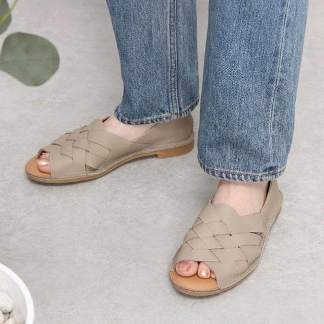 あしながおじさん グルカシューズ オープントゥ パンプス スリッポン