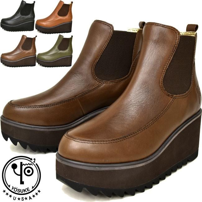 ヨースケ 厚底 ブーツ Yosuke サイドゴアブーツ 厚底ブーツ ショートブーツ 本革 レザー レディース Y 靴のibc 通販 Yahoo ショッピング