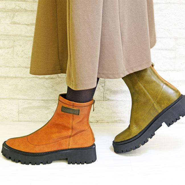 ヨースケ YOSUKE ショートブーツ 厚底ブーツ 本革 レザー レディース 22.5-24.5 全2色 1000093