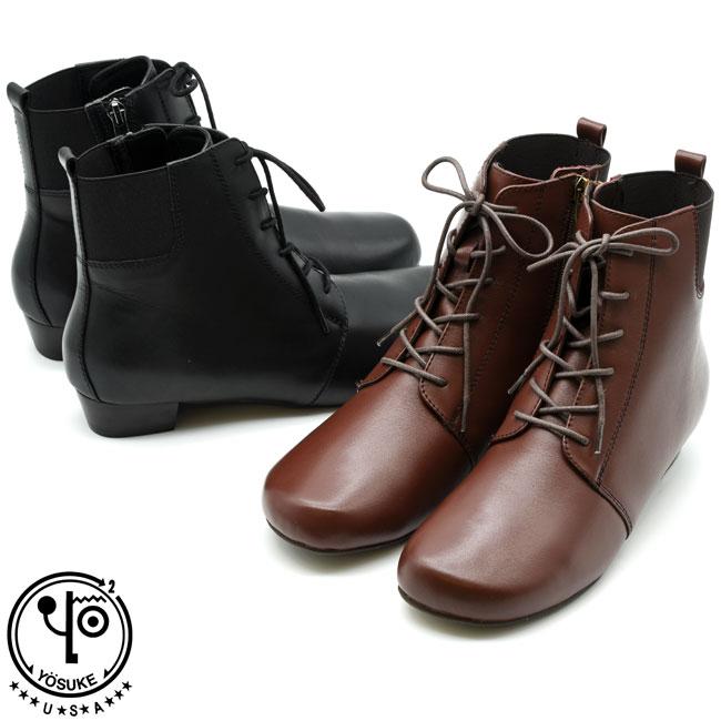 YOSUKE（ヨースケ） ブーツ レディース 厚底 ブラック 黒 レースアップ
