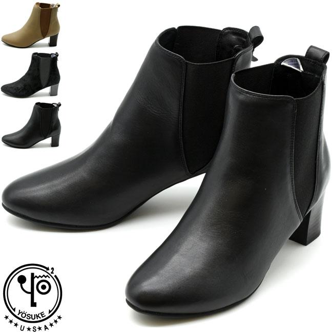 YOSUKE（ヨースケ） ブーツ レディース 厚底 ブラック 黒 サイドゴア