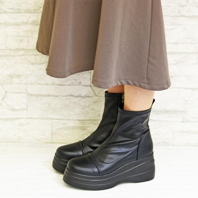 【新品・完売品】YOSUKE 厚底ストレッチブーツ YOSUKE/ヨースケ」厚底ストレッチショートブーツ（ブーツ