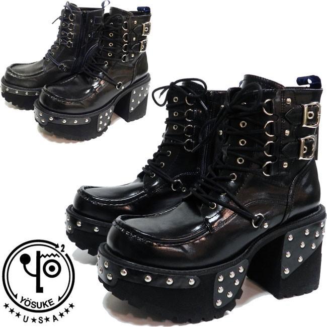 ヨースケ 厚底 ブーツ メンズ Yosuke スタッズ バックベルトデザイン 厚底 ショートブーツ Y 靴のibc 通販 Yahoo ショッピング
