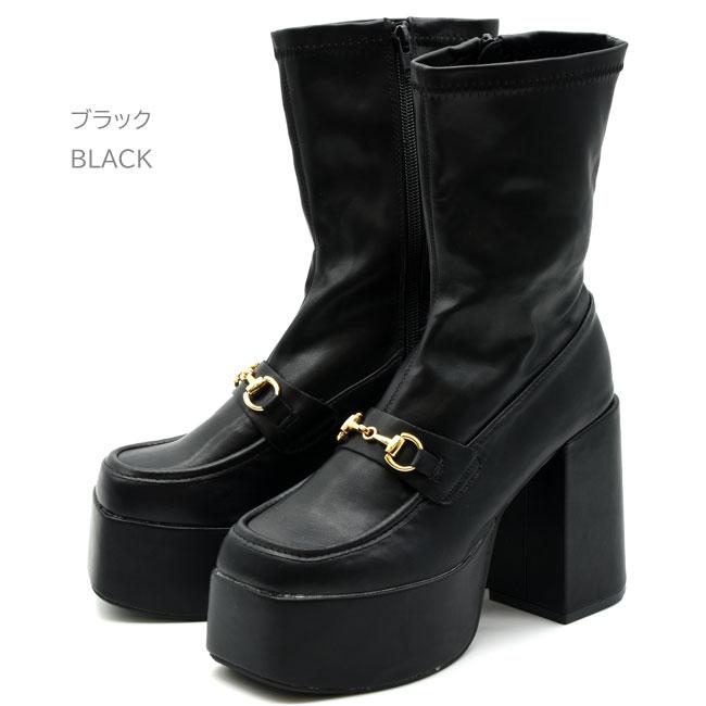 YOSUKE（ヨースケ） ブーツ レディース 厚底 ブラック 黒 ストレッチ