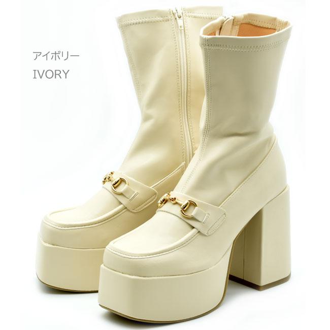 YOSUKE（ヨースケ） ブーツ レディース 厚底 ブラック 黒 ストレッチ