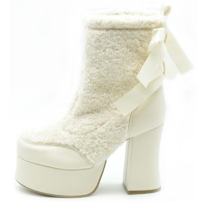 YOSUKE（ヨースケ） ブーツ レディース 黒 白 厚底ブーツ ブーティー