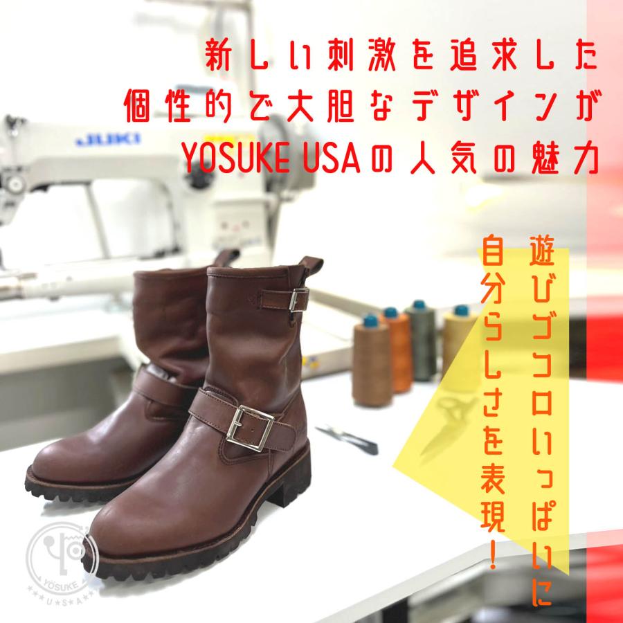 YOSUKE ヨースケ 厚底 ブーツ ウイングチップ レザー レース YOSUKE ヨースケ 厚底 ブーツ ウイングチップ レザー レース