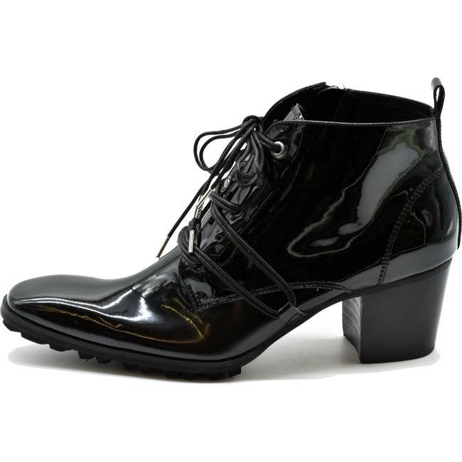 YOSUKE ヨースケ ヒールブーツ レースアップブーツ ロングノーズ メンズ チゼルトゥ 厚底ブーツ 型押し 3300060 ロングノーズ チゼルトゥ YOSUKE レースアップブーツ 厚底ブーツ