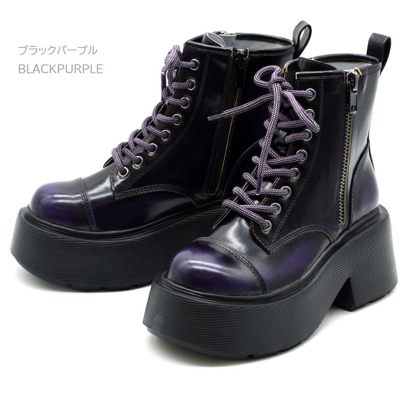YOSUKE（ヨースケ） ブーツ レディース 黒 ブラック 厚底 レースアップ