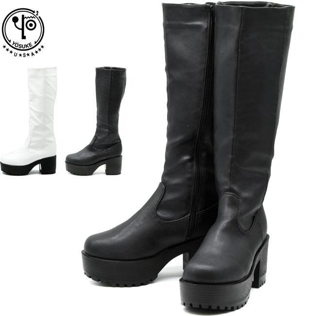 YOSUKE（ヨースケ） ブーツ レディース 厚底 ブラック 黒 ロングブーツ