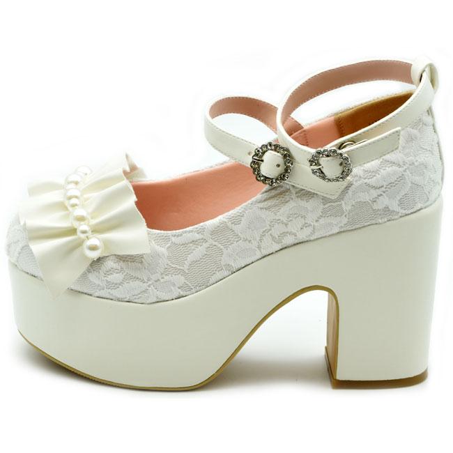 【底値】廃盤　BODYLINE 新品　木底　厚底　パンプス　白　激レア　【S】 YOSUKE（ヨースケ） パンプス レディース 厚底 ブラック 黒 厚底