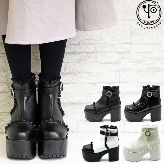厚底 ブーツ コスプレ ブラック 黒 YOSUKE（ヨースケ） ブーツ レディース 厚底 ブラック 黒 厚底ブーツ