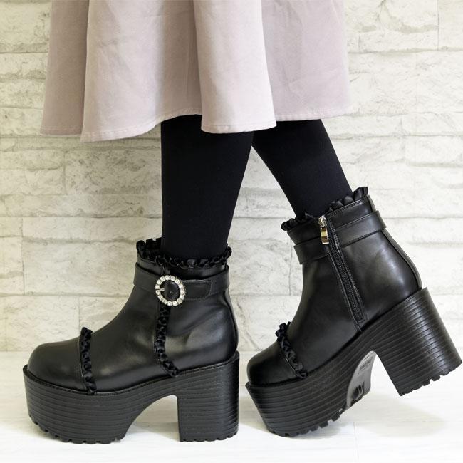 YOSUKE（ヨースケ） ブーツ レディース 厚底 ブラック 黒 厚底ブーツ