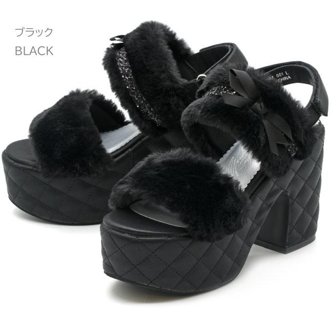 YOSUKE（ヨースケ） 厚底サンダル ファーサンダル チャンキーヒール