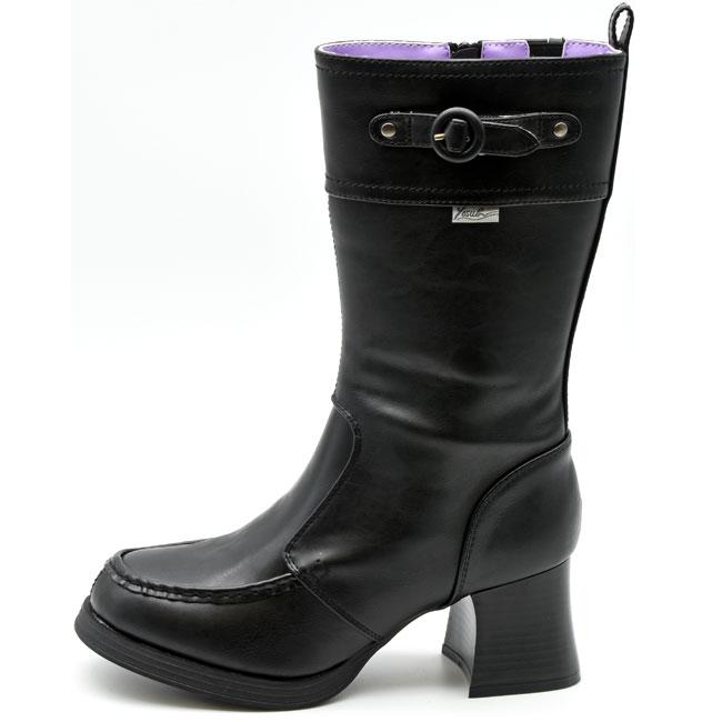 【未使用級】ヨースケ 厚底 ロングブーツ サイドジップ ブラック 24.5 YOSUKE（ヨースケ） ブーツ レディース 厚底 ブラック 黒 厚底ブーツ