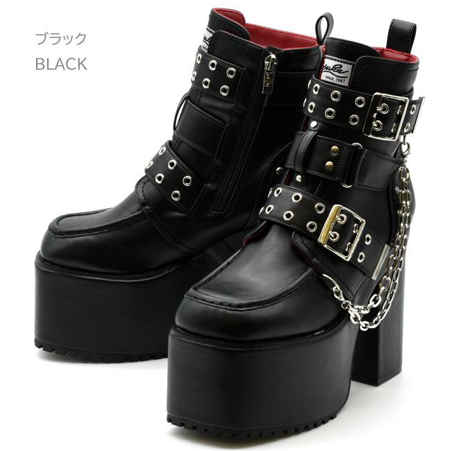 YOSUKE（ヨースケ） ブーツ レディース 厚底 ブラック 黒 ベルテッド