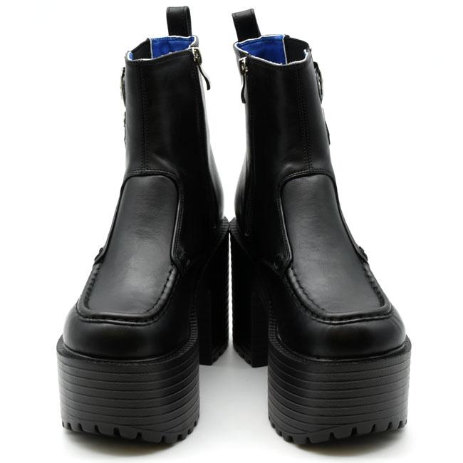 【未使用品】YOSUKE ヨースケ ブーツ 厚底 レザー ブラック サイドジップ YOSUKE（ヨースケ） ブーツ レディース 厚底 ブラック 黒 厚底 ブーツ