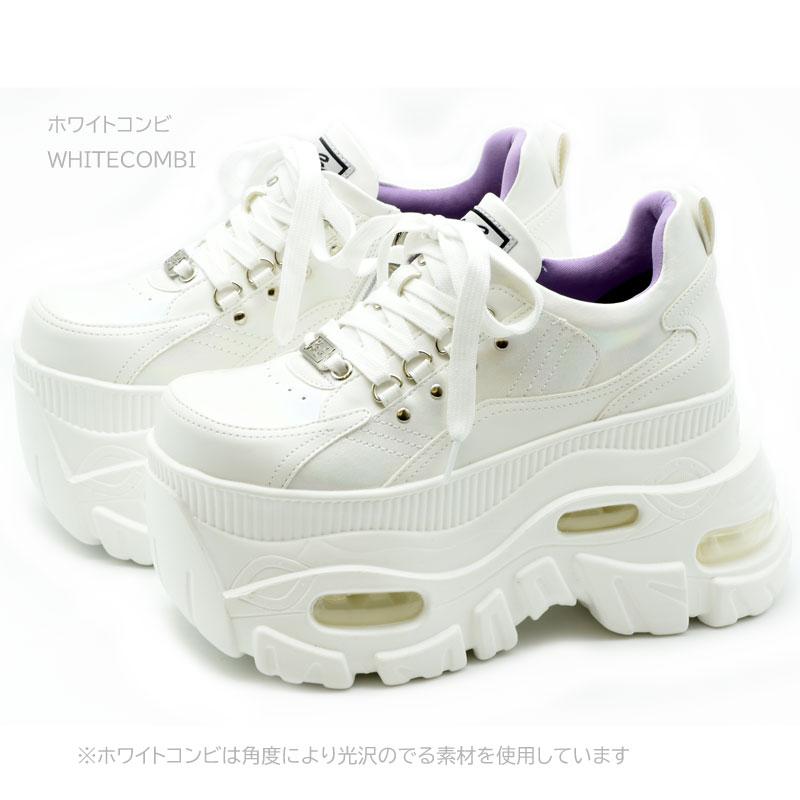 YOSUKE ホワイト レースアップスニーカー 2601126 プラットフォーム YOSUKE（ヨースケ） 厚底スニーカー レディース 黒 白 レースアップ