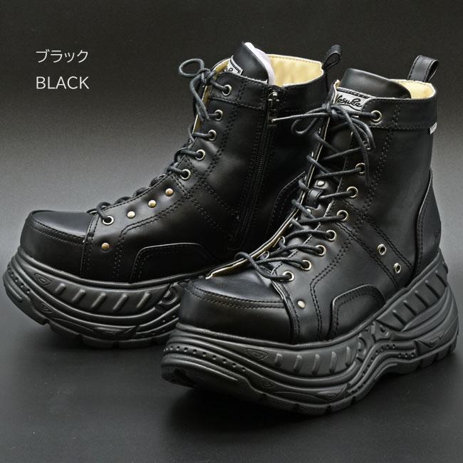 YOSUKE スニーカーブーツ　黒　M　厚底靴 YOSUKE（ヨースケ） 厚底ブーツ スニーカーブーツ レースアップブーツ
