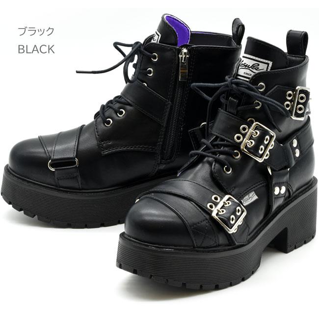 YOSUKE（ヨースケ） ブーツ レディース 厚底 ブラック 黒 レースアップ