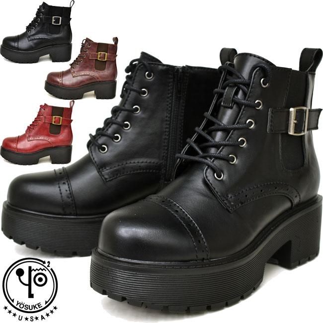 YOSUKE（ヨースケ） ブーツ レディース 厚底 ブラック 黒 厚底 ブーツ
