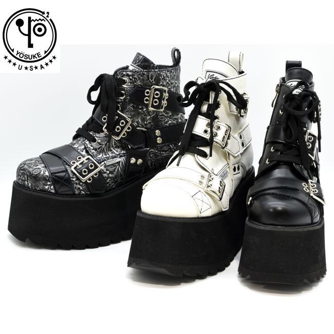 YOSUKE（ヨースケ） ブーツ レディース 厚底 ブラック 黒 レースアップ
