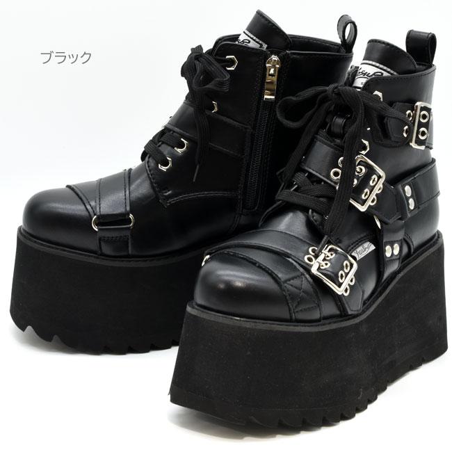 YOSUKE（ヨースケ） ブーツ レディース 厚底 ブラック 黒 レースアップ
