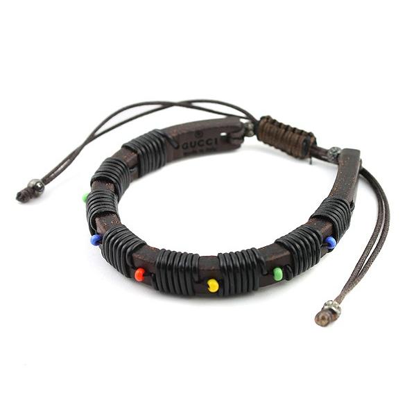 グッチ Gucci ブレスレット バングル レザー 本革 ビーズ ブラウン 茶 マルチカラー レディース メンズ 女性用 男性用 定番 人気 美品 箱 中古 1 Houbidou 心斎橋店 通販 Yahoo ショッピング